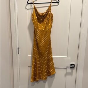 Gold Sleeveless Cowl Neck Midi Sundress